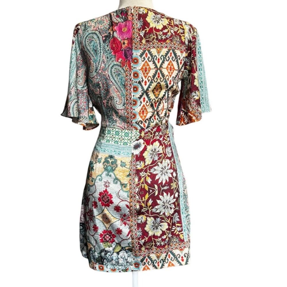 Zara Green Multi Color Pattern Patchwork Floral M… - image 3